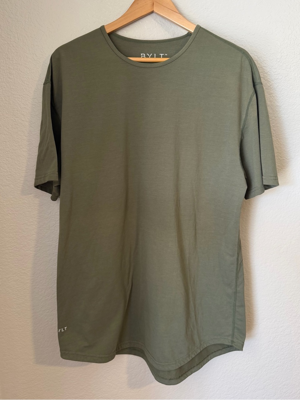 BYLT Premium Basics Drop-Cut Athletic T-Shirt Olive Green XL Performance Tee
